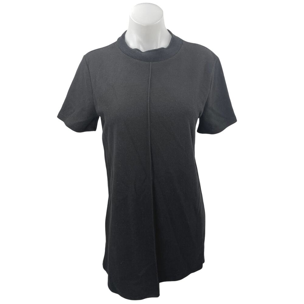 NEW Zara Women's Black Mock Neck Short Sleeve Knit Mini Shift Sweater Dress Sz M